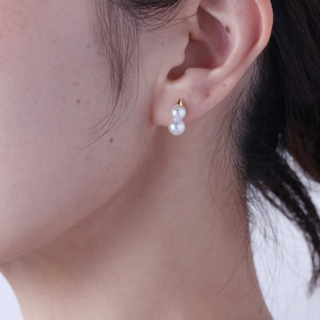 ＜クリスマス限定＞【受注生産品】K18アコヤツインパール雪だるまピアス