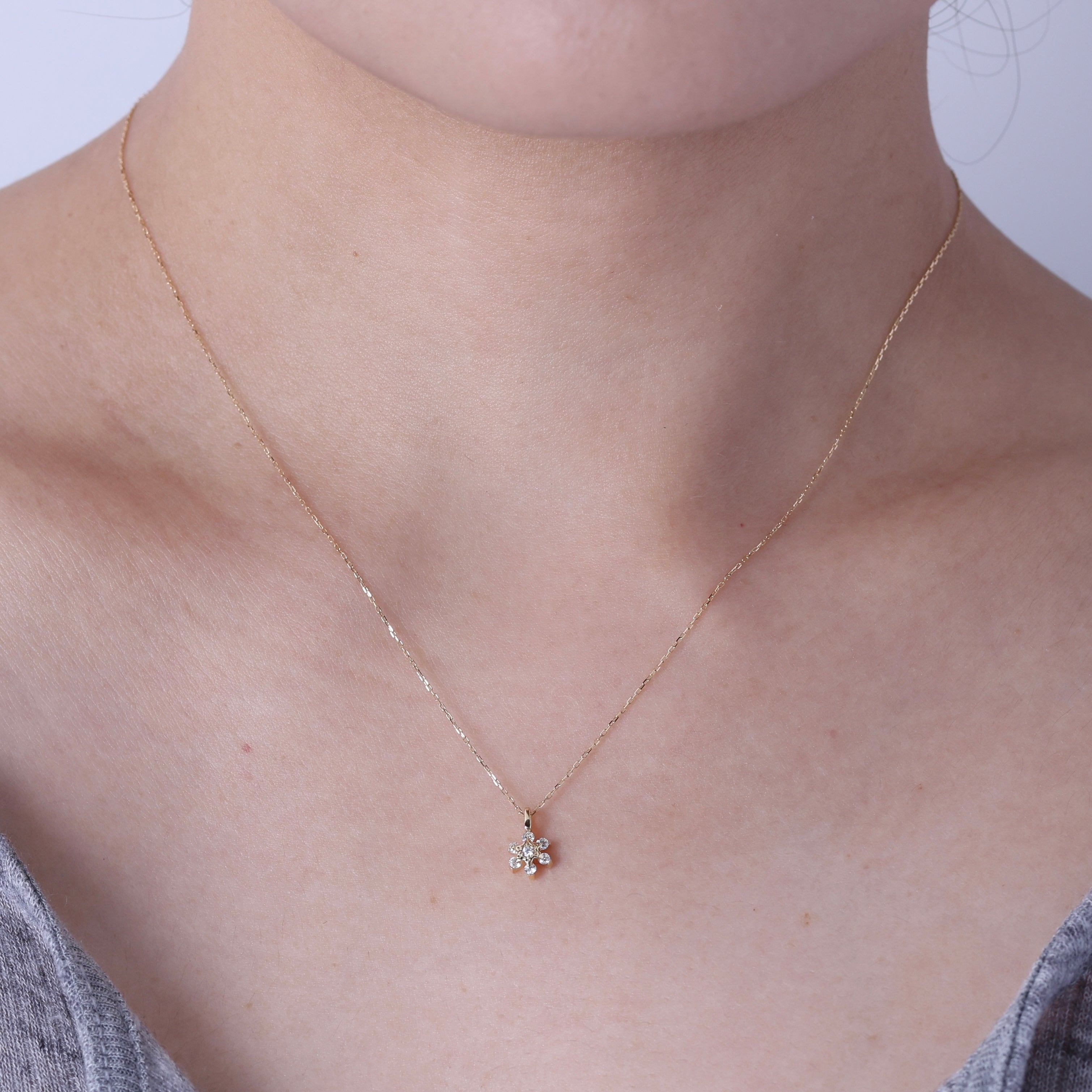 ＜クリスマス限定＞【受注生産品】K18 フラワーダイヤモンドネックレスミニ