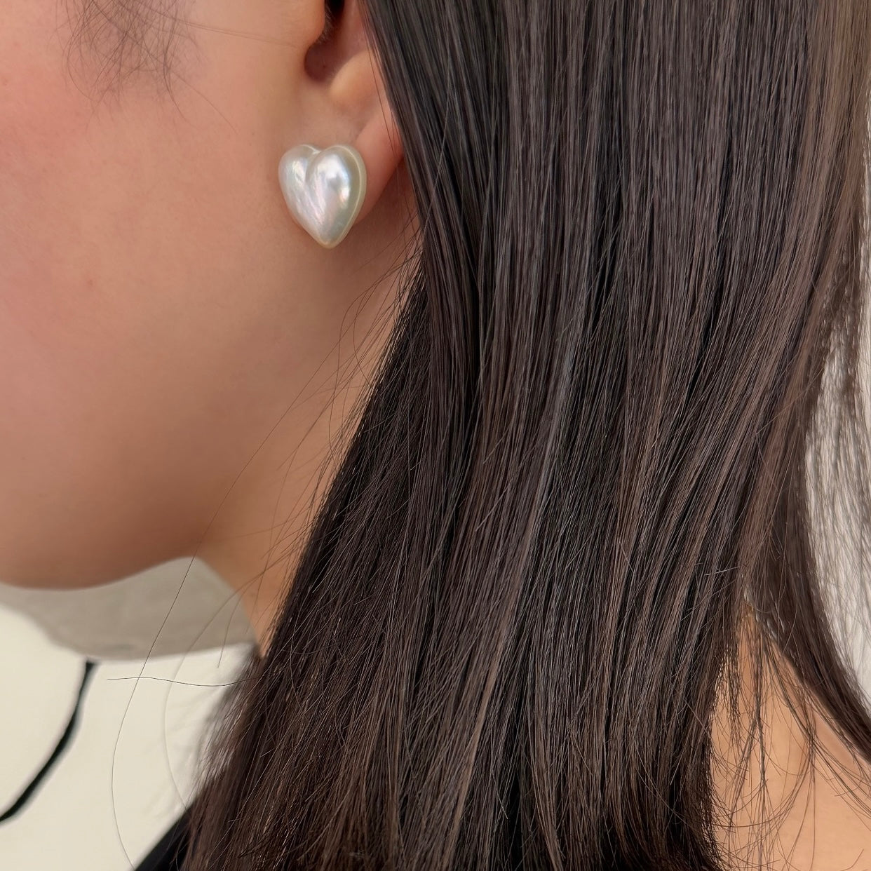 ＜NEW＞K18ハート型マベパールピアス(タテ)