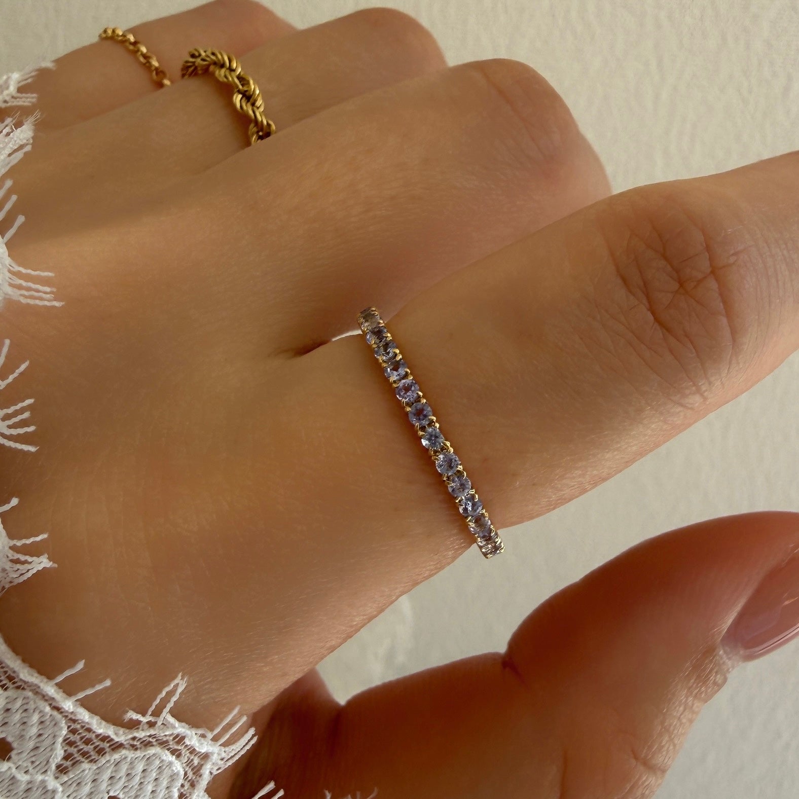 ＜期間限定販売＞【受注生産品】K18タンザナイトフルエタニティリング