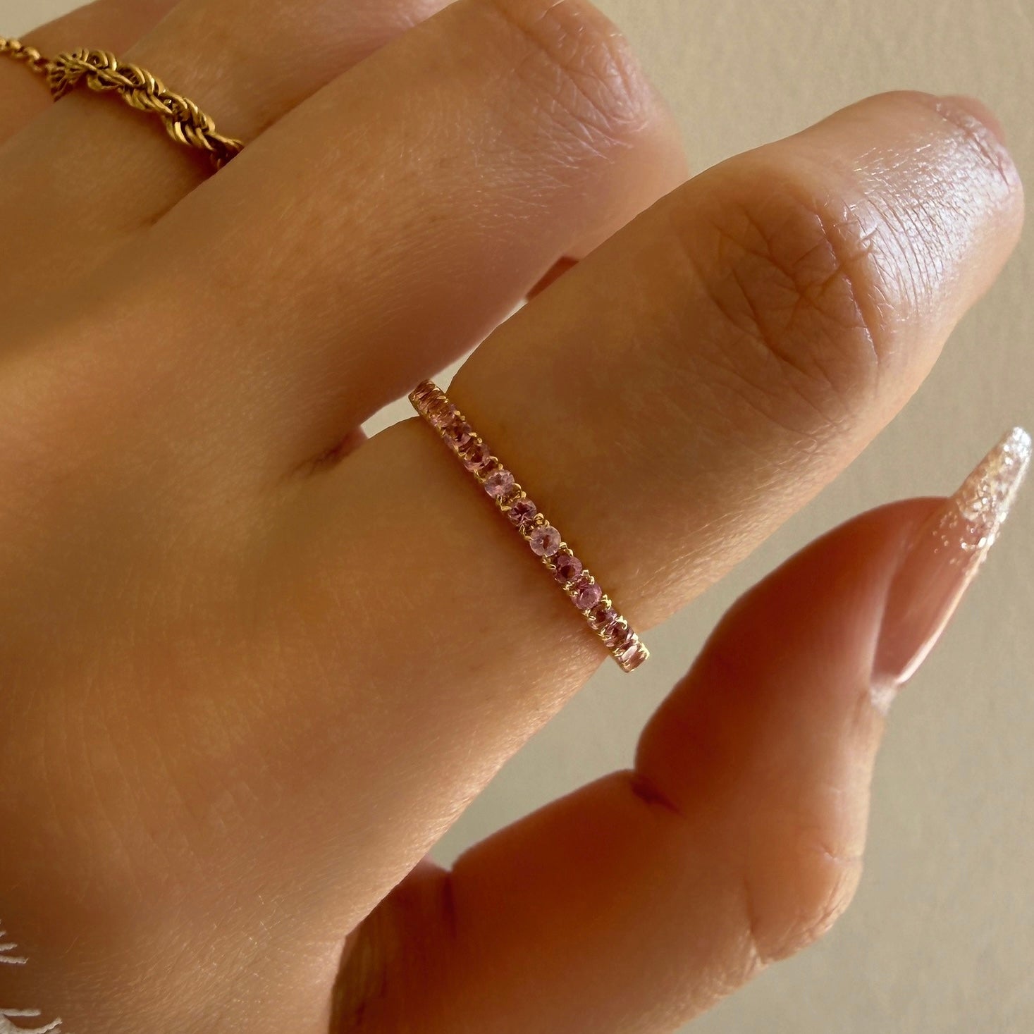 ＜期間限定販売＞【受注生産品】K18ピンクトルマリンフルエタニティリング