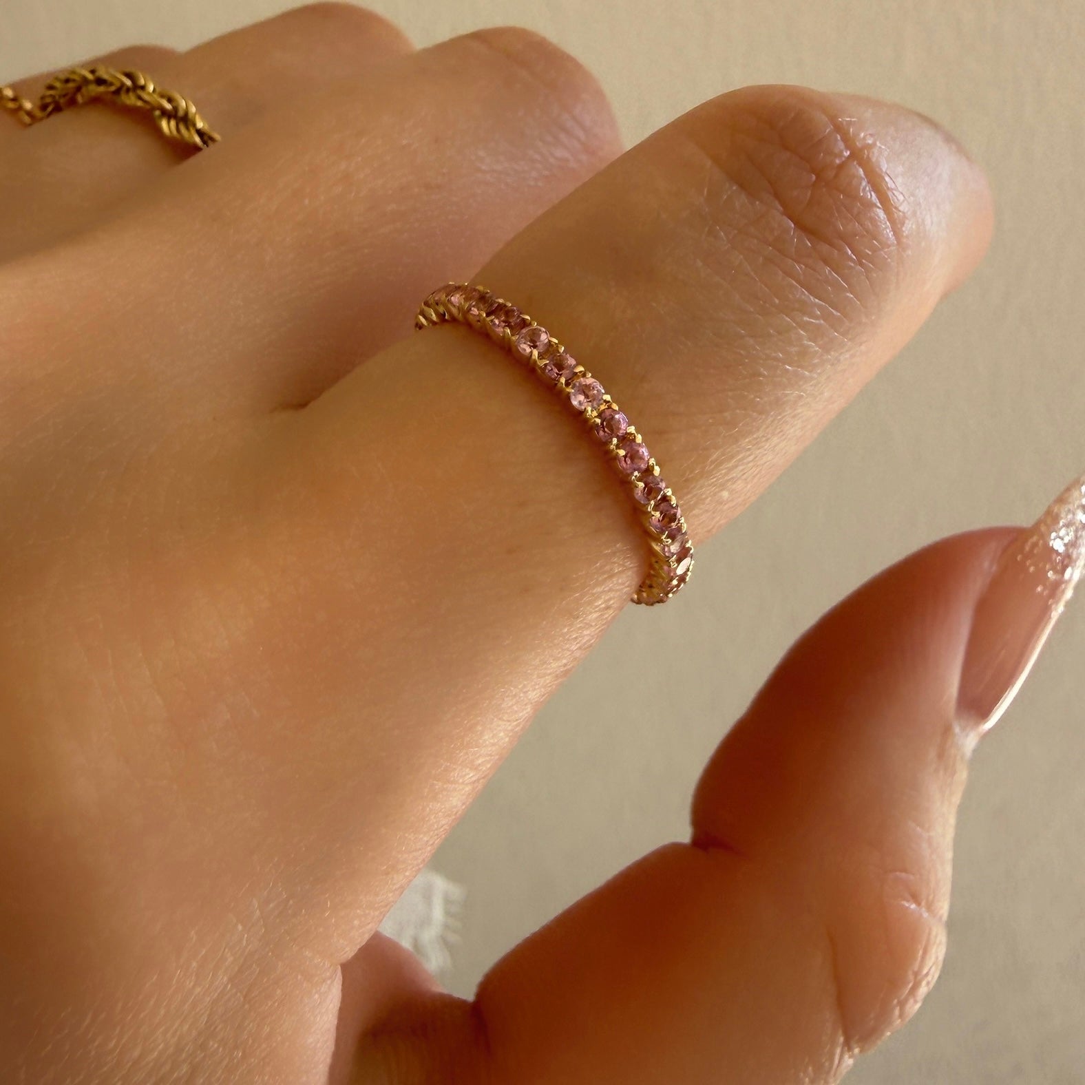 ＜期間限定販売＞【受注生産品】K18ピンクトルマリンフルエタニティリング