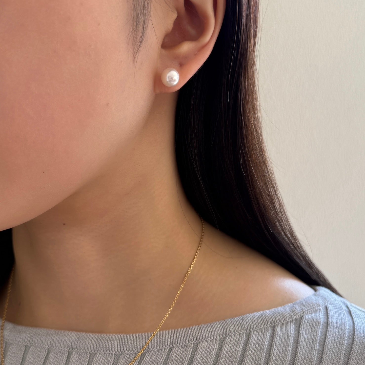 ＜NEW＞K18アコヤパールピアス8.5-9㎜