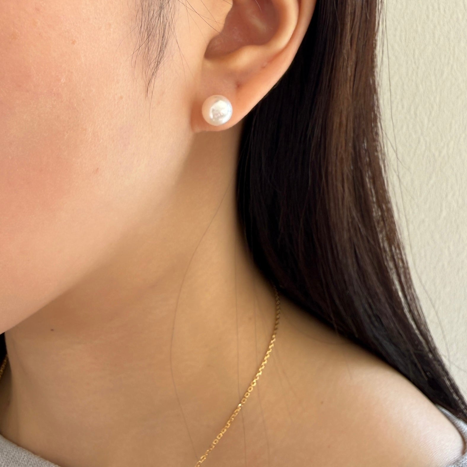 ＜NEW＞K18アコヤパールピアス8.5-9㎜