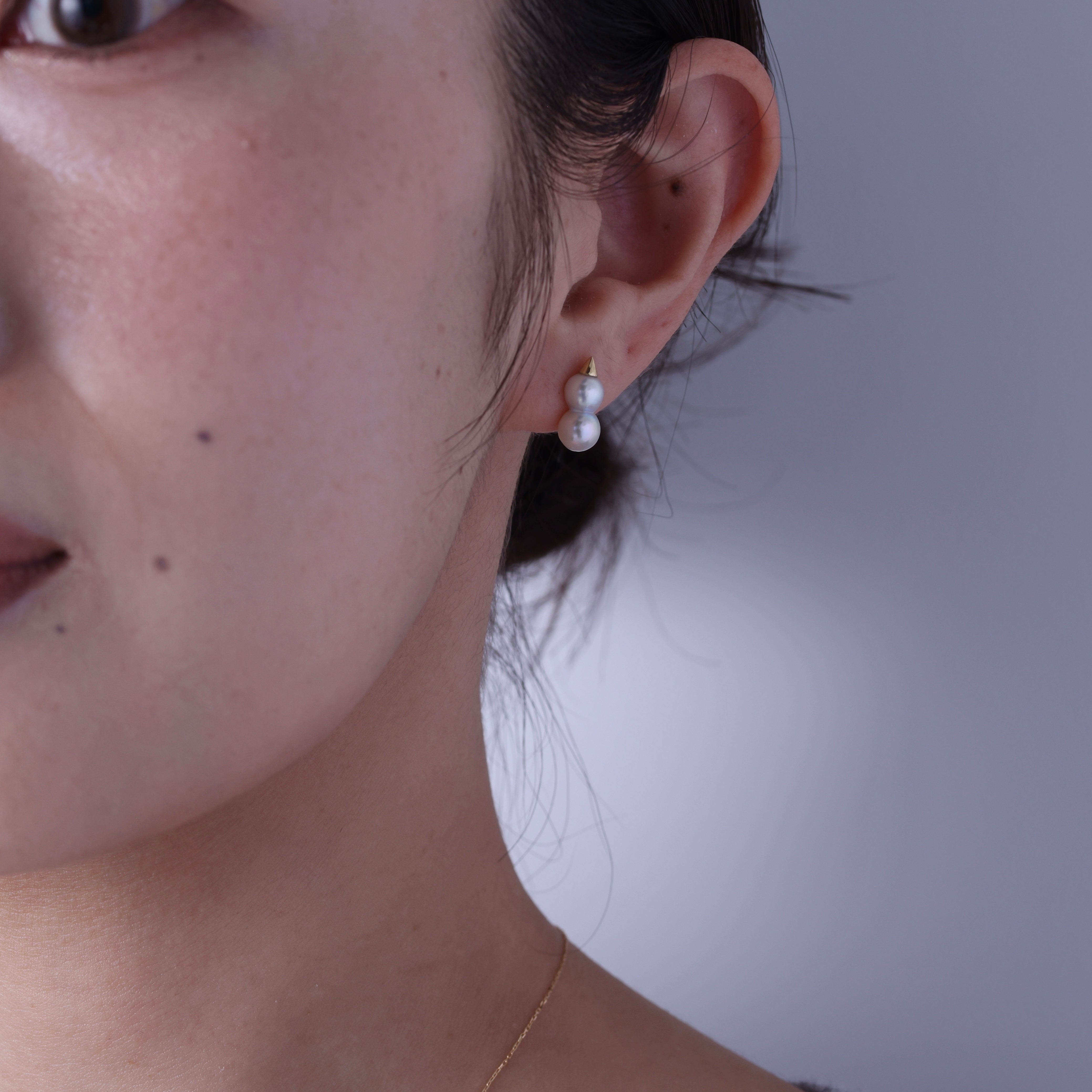 ＜クリスマス限定＞【受注生産品】K18アコヤツインパール雪だるまピアス