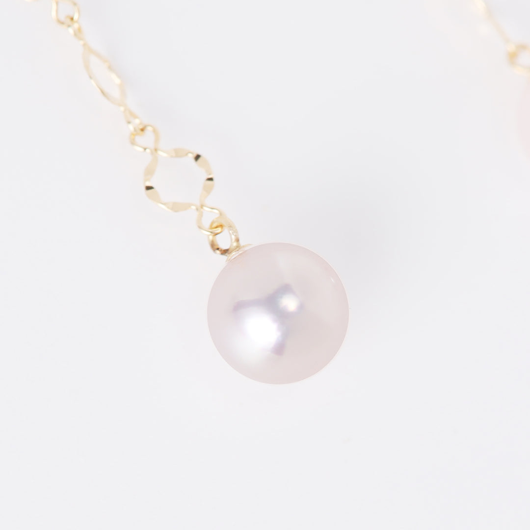 NEW＞K18アコヤパールレースチェーンピアスキャッチ