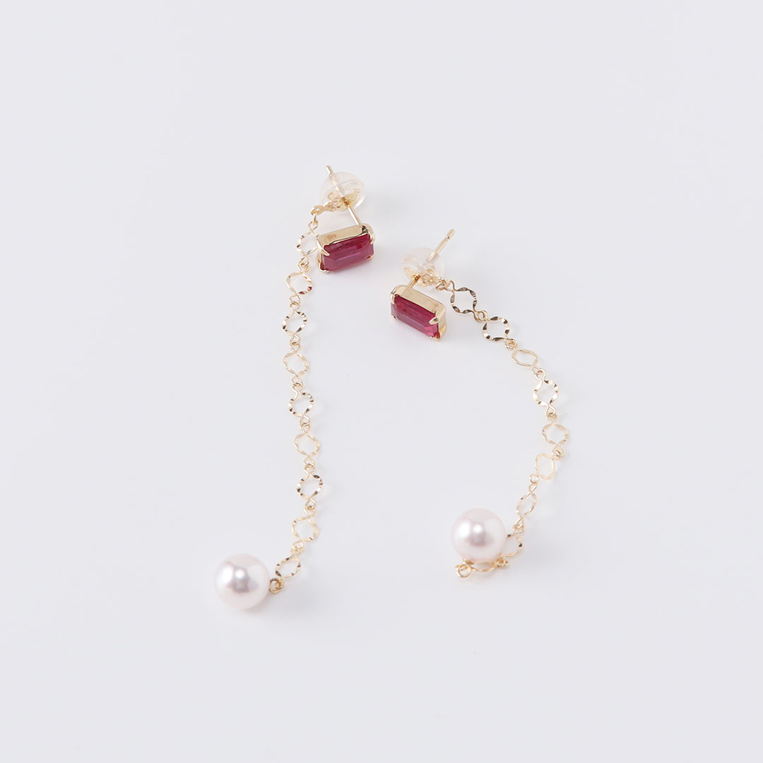 NEW＞K18アコヤパールレースチェーンピアスキャッチ