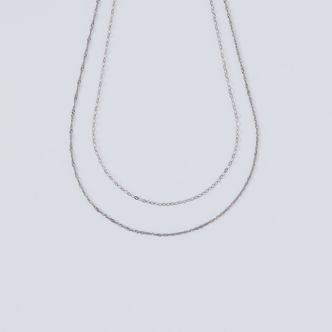 ＜NEW＞Pt850スクリュー×フラットダイヤチェーン2連ネックレス