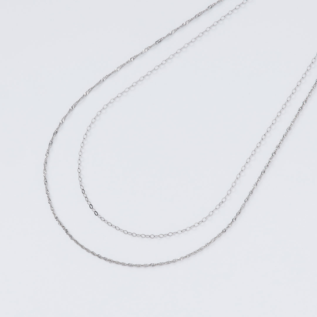 ＜NEW＞Pt850スクリュー×フラットダイヤチェーン2連ネックレス