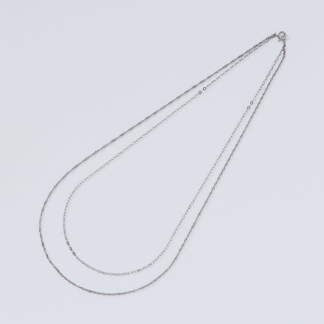 ＜NEW＞Pt850スクリュー×フラットダイヤチェーン2連ネックレス