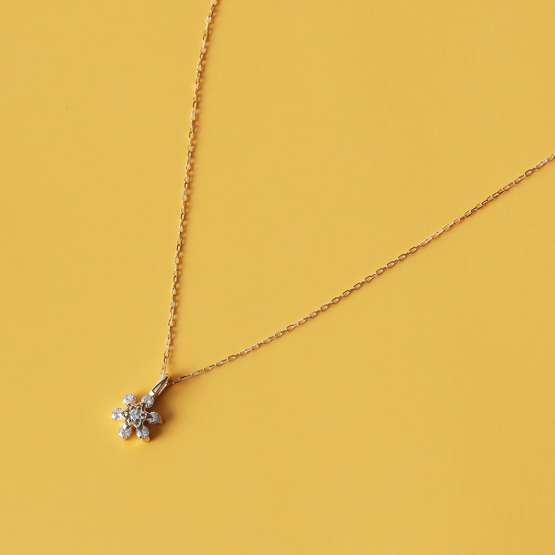 ＜クリスマス限定＞【受注生産品】K18 フラワーダイヤモンドネックレスミニ