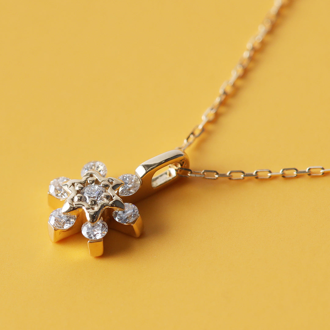 ＜クリスマス限定＞【受注生産品】K18 フラワーダイヤモンドネックレスミニ