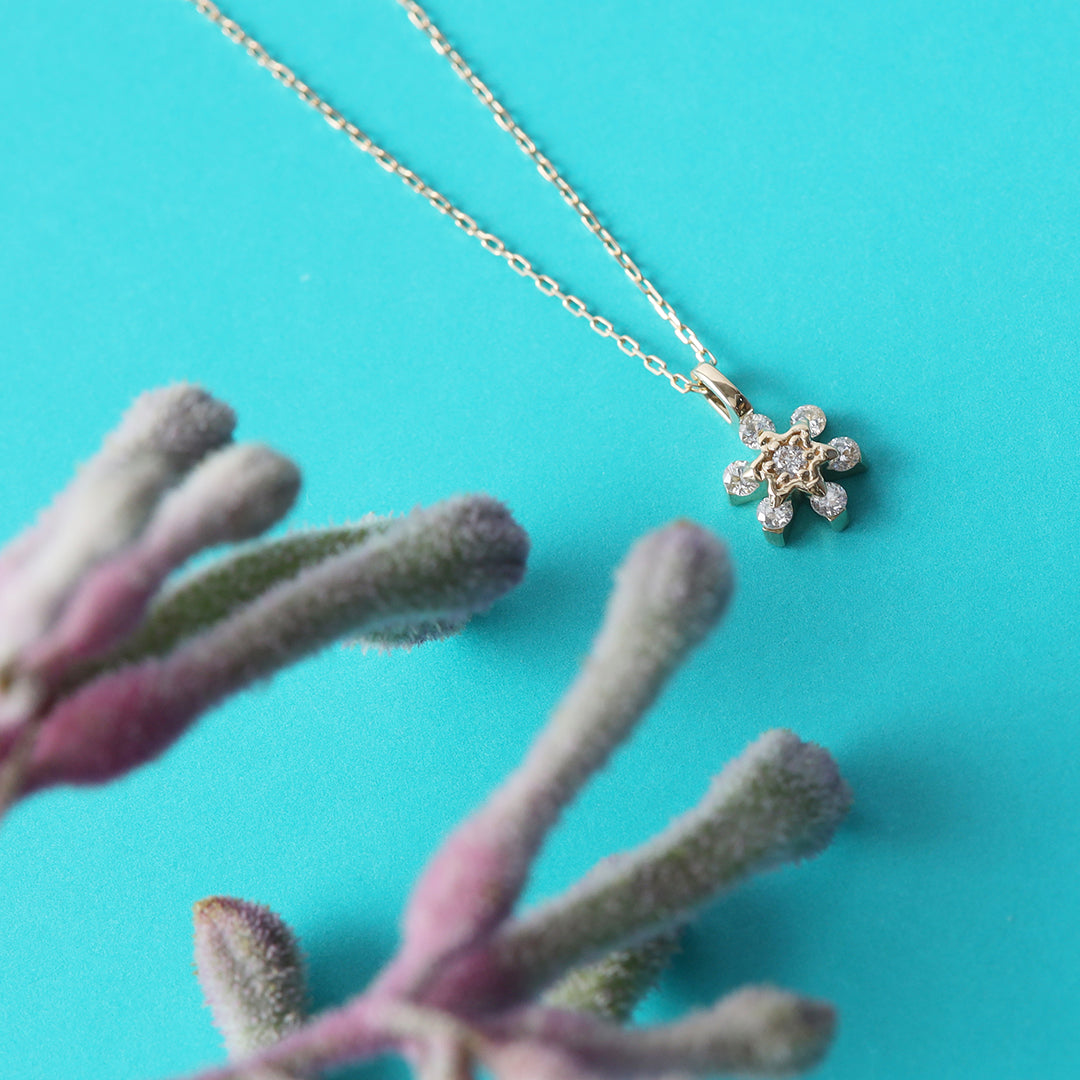 ＜クリスマス限定＞【受注生産品】K18 フラワーダイヤモンドネックレスミニ