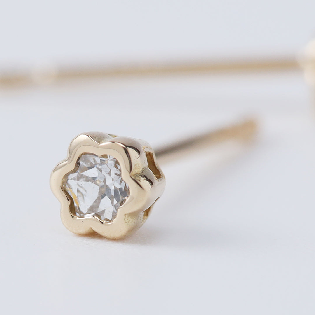 ＜NEW＞K18フラワー型ダイヤモンドピアス