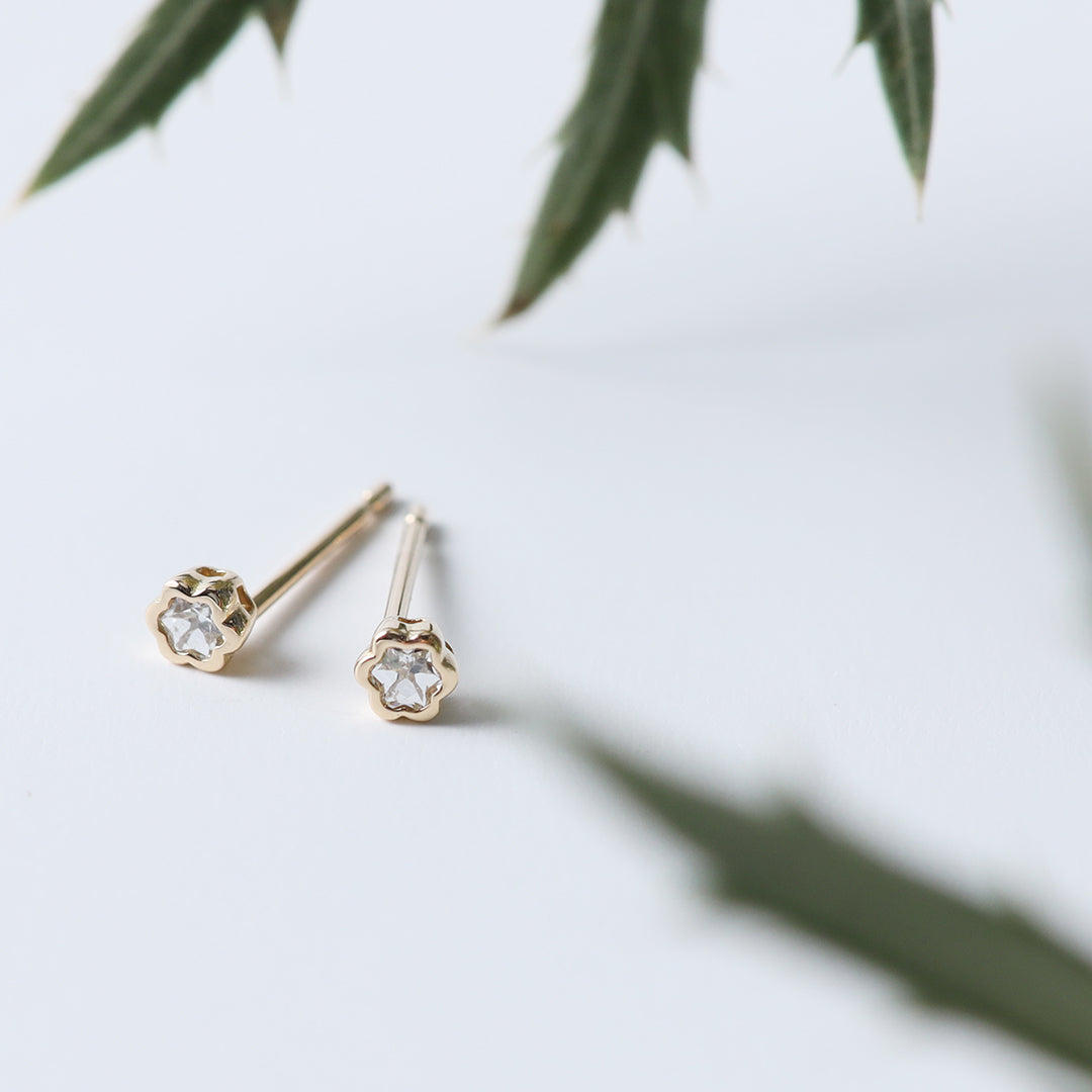 ＜NEW＞K18フラワー型ダイヤモンドピアス