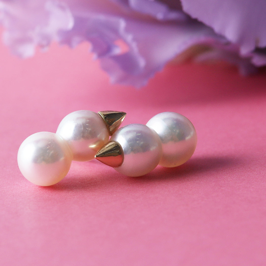 ＜クリスマス限定＞【受注生産品】K18アコヤツインパール雪だるまピアス