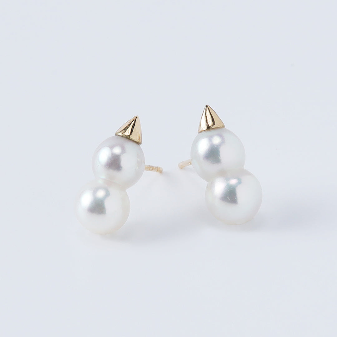 ＜クリスマス限定＞【受注生産品】K18アコヤツインパール雪だるまピアス