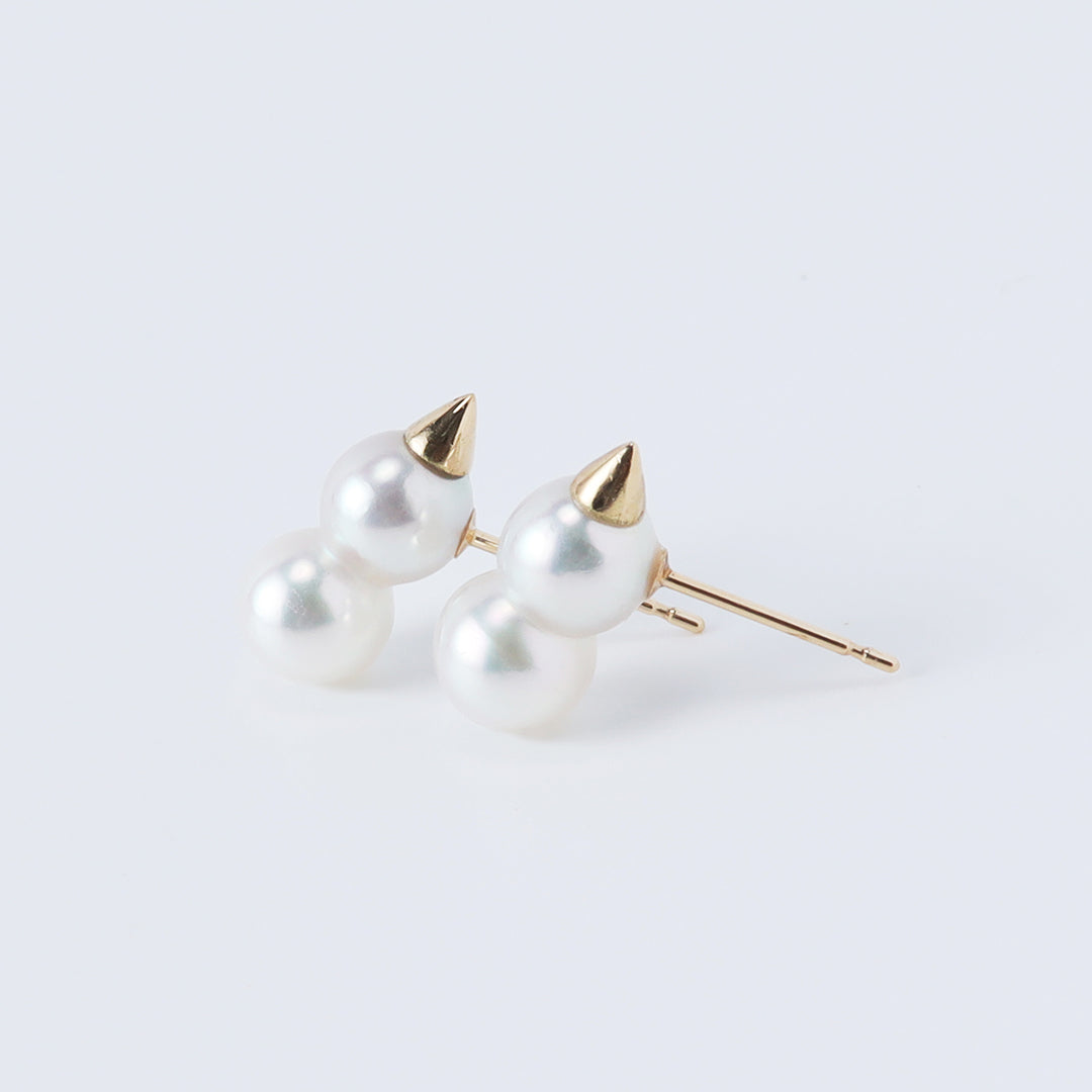 ＜クリスマス限定＞【受注生産品】K18アコヤツインパール雪だるまピアス