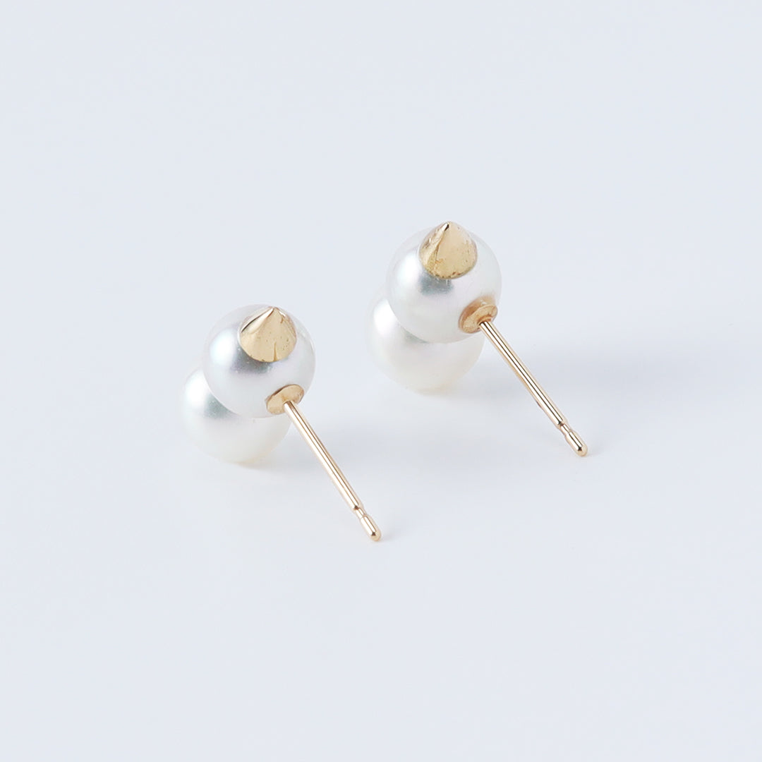 ＜クリスマス限定＞【受注生産品】K18アコヤツインパール雪だるまピアス