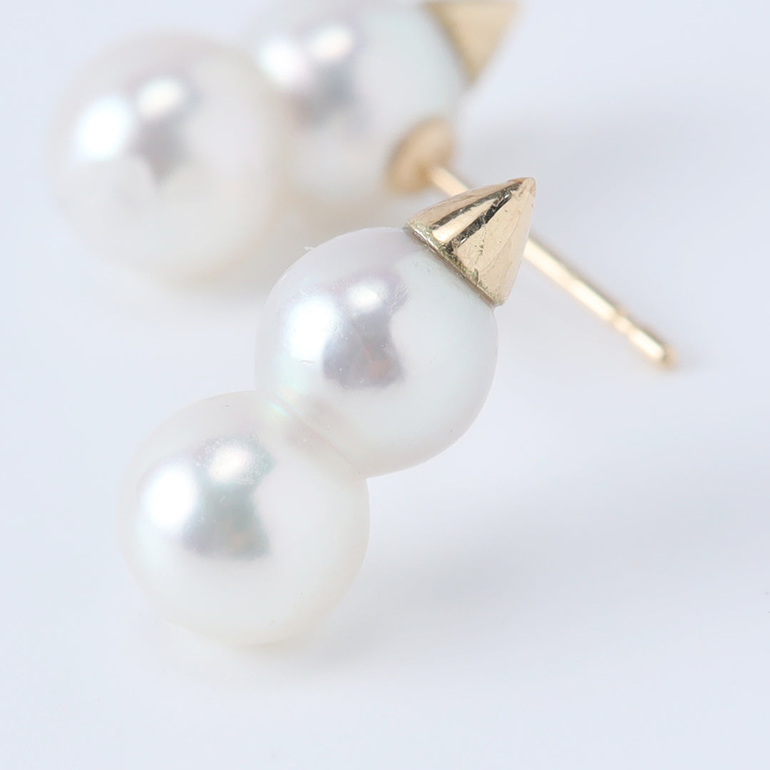 ＜クリスマス限定＞【受注生産品】K18アコヤツインパール雪だるまピアス