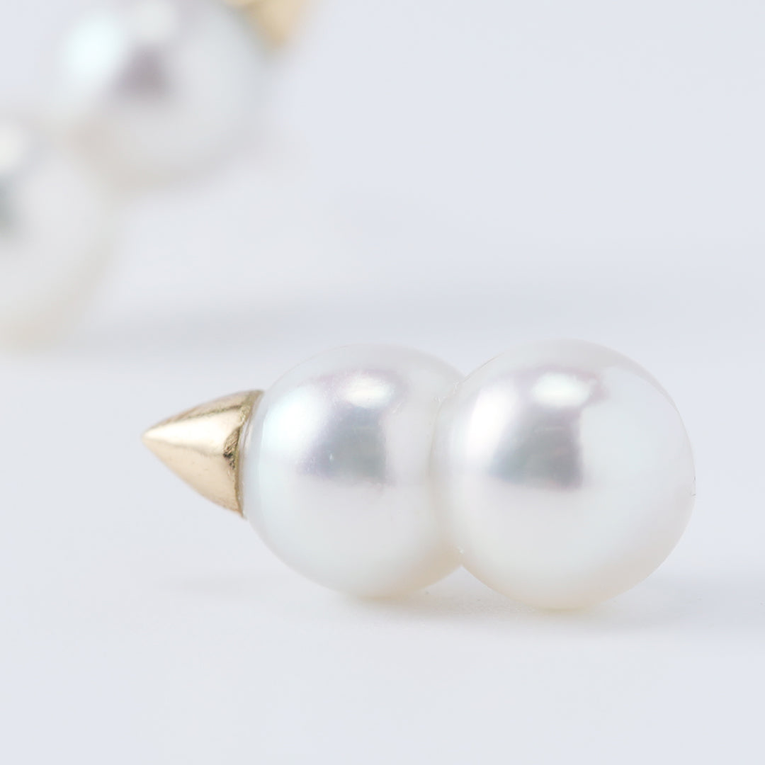 ＜クリスマス限定＞【受注生産品】K18アコヤツインパール雪だるまピアス