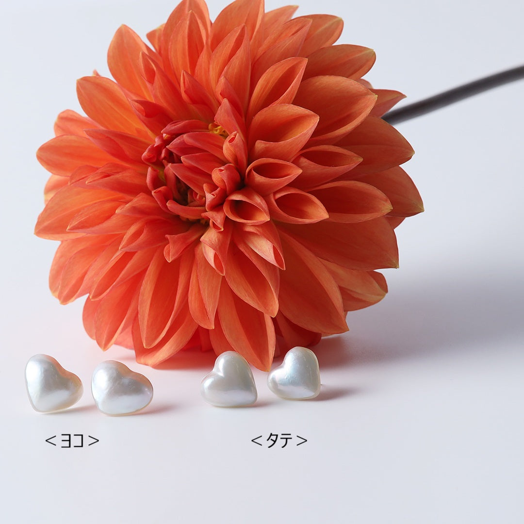 ＜NEW＞K18ハート型マベパールピアス(ヨコ)