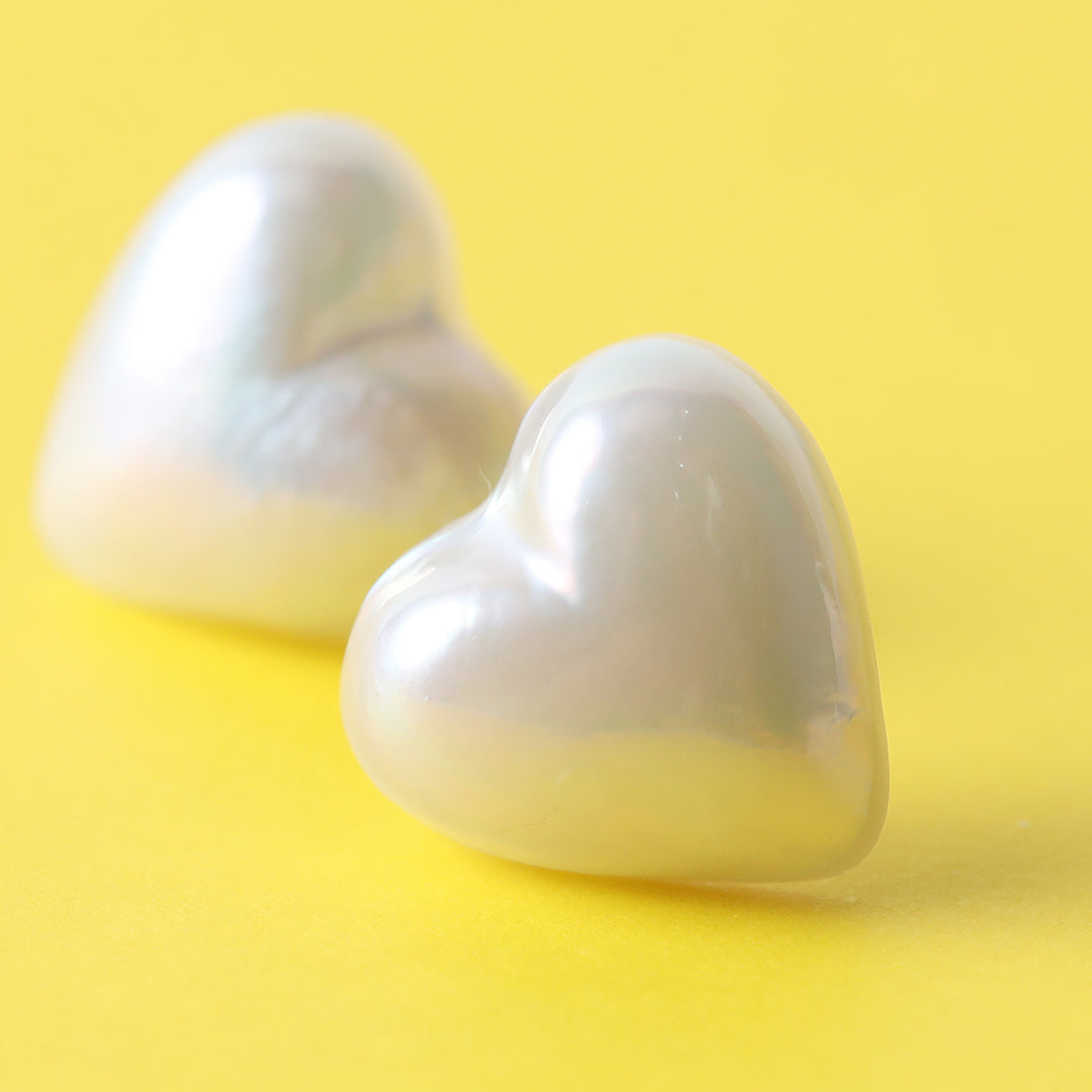 ＜NEW＞K18ハート型マベパールピアス(タテ)