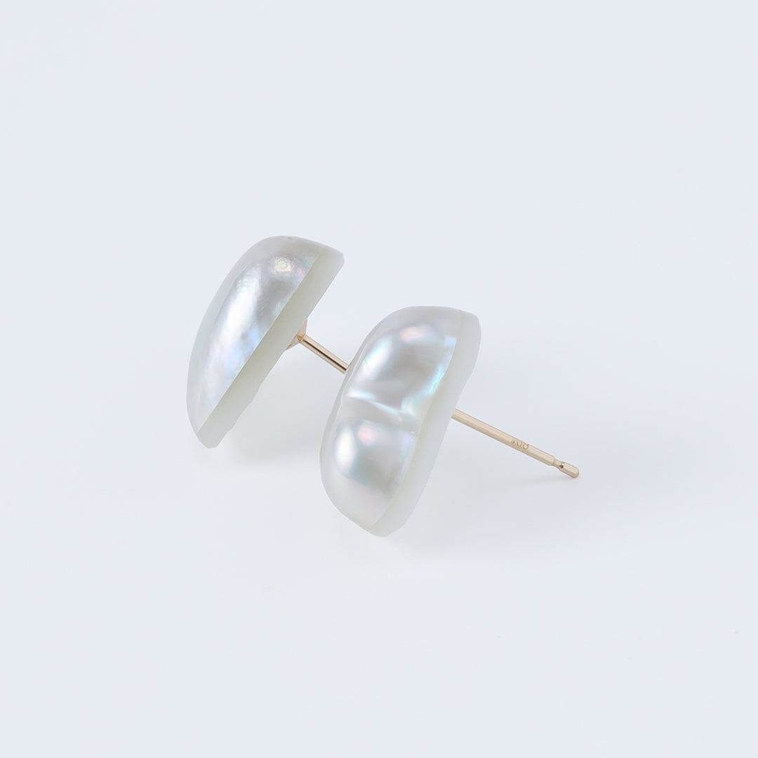 NEW＞K18ハート型マベパールピアス(タテ)