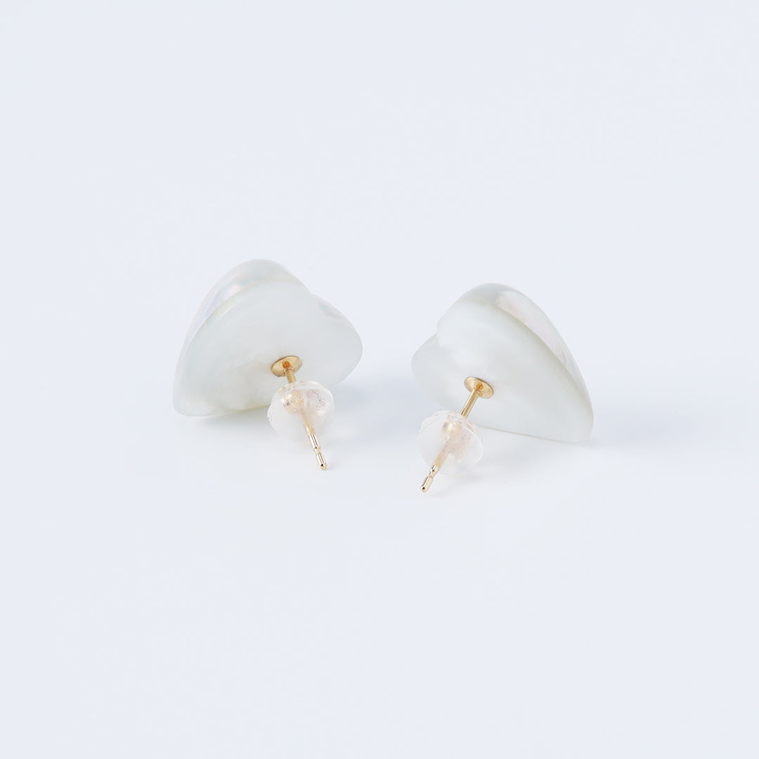 ＜NEW＞K18ハート型マベパールピアス(タテ)