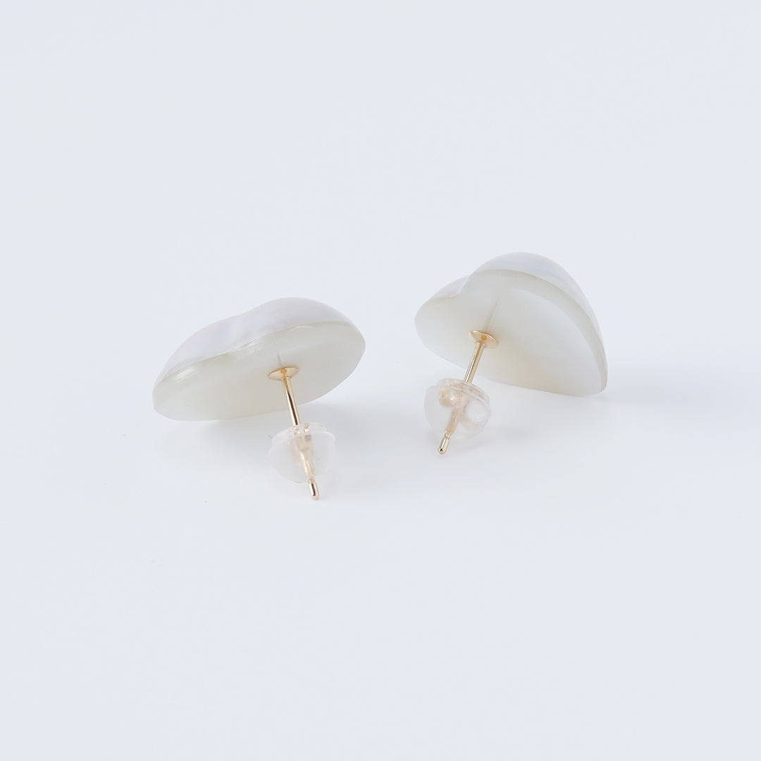 ＜NEW＞K18ハート型マベパールピアス(ヨコ)