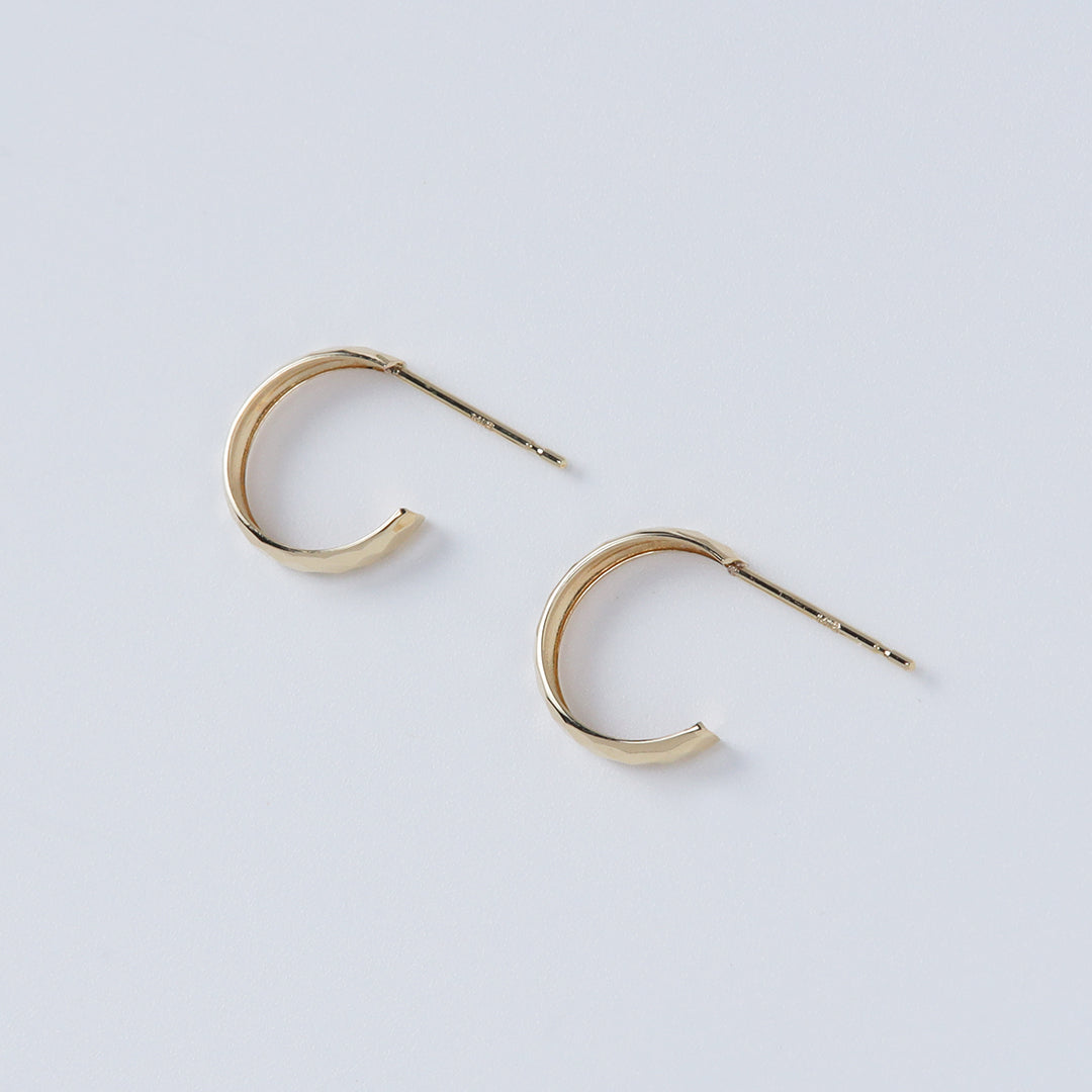 NEW＞K18ファセットミニフープピアス