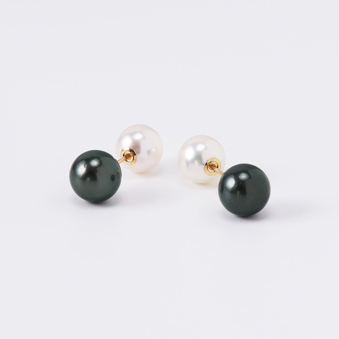 ＜NEW＞K18アコヤタヒチリバーシブルピアス