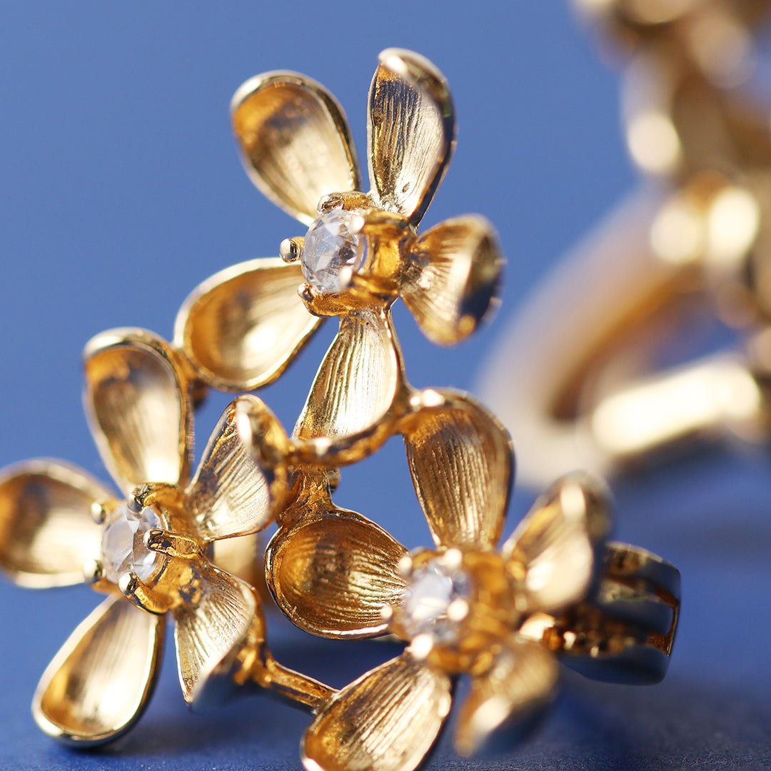 ＜NEW＞SV925金メッキフラワーピアリング