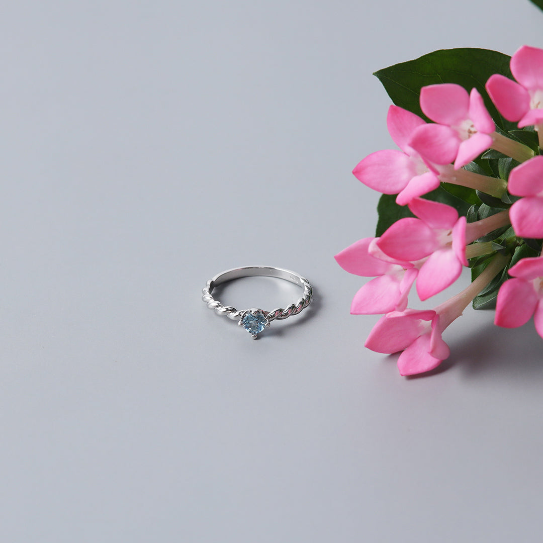 ＜NEW＞【受注生産品】Pt900アクアマリンツイストリング9号～15号