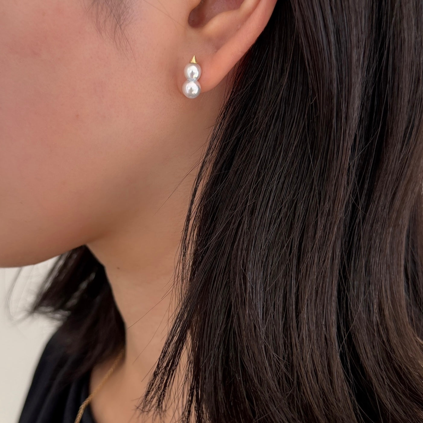 ＜クリスマス限定＞【受注生産品】K18アコヤツインパール雪だるまピアス