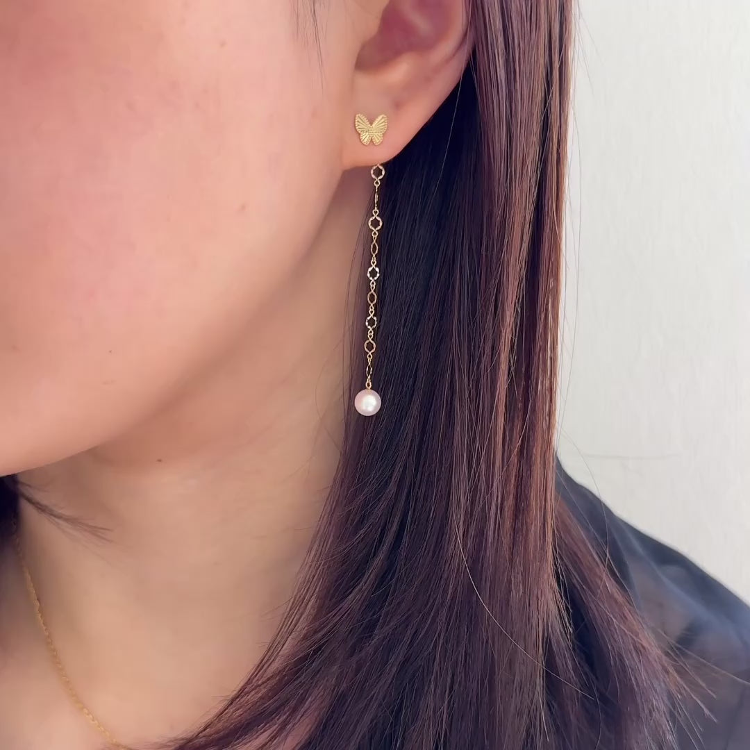 受注生産品/7月下旬頃お届け】K18ギヨシェ彫りバタフライピアス
